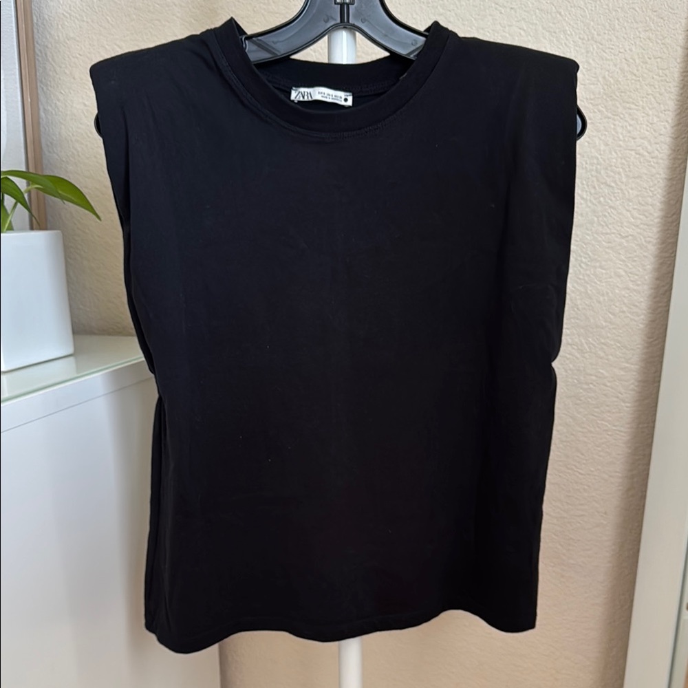 Zara Black Sholder Pad Women's Top Small